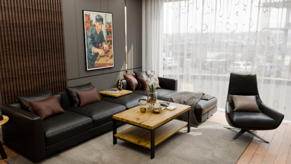 prostokątny stolik kawowy z półką pod spodem