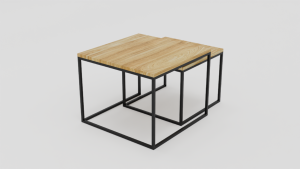 Kwadratowe stoliki z industrialnym stylem
