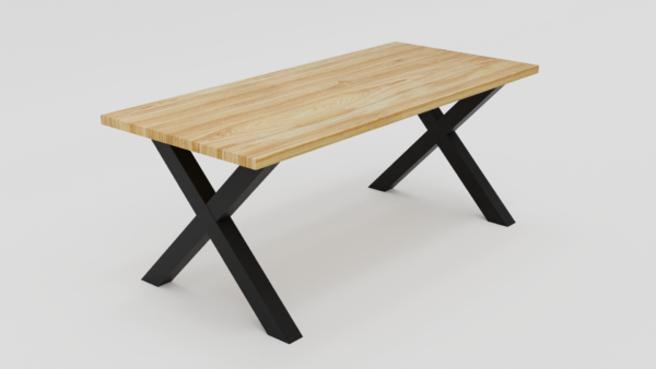 Funkcjonalny stół z surowego drewna i stali