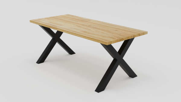 Stół o industrialnym stylu z prostymi liniami