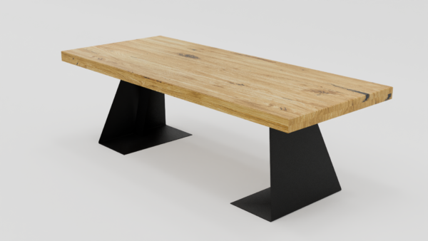 Drewniany stół na metalowej ramie