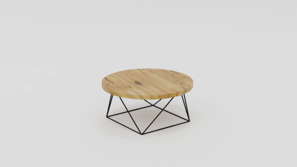 stolik okrągły z litego drewna z sękami - 4