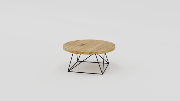 stolik kawowy z metalowymi nogami z sękami