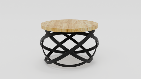 Nowoczesny stolik z okrągłym blatem i dynamiczną podstawą