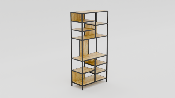 Elegancki regał o asymetrycznym układzie półek