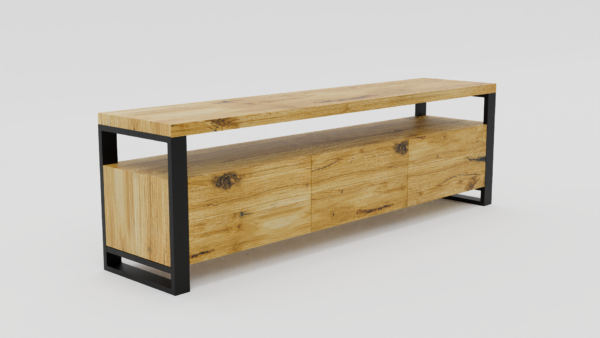 Szafka z otwartą półką i zamykanym schowkiem