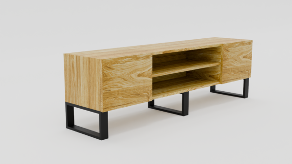 Nowoczesna szafka RTV z surowego drewna