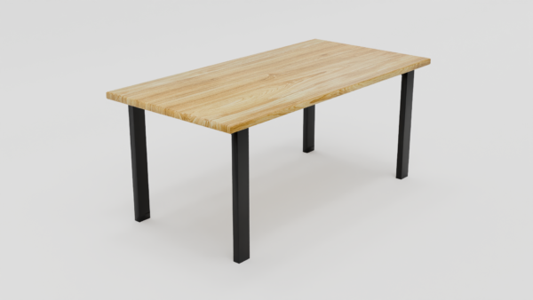 Stół z prostym, geometrycznym układem nóg