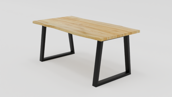 Stół z prostokątnym blatem i geometrycznymi nogami