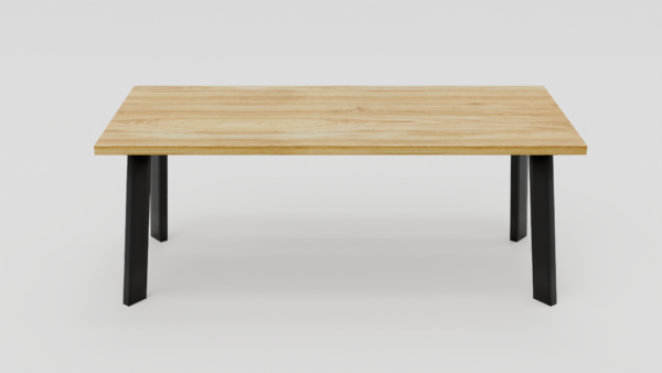 Elegancki drewniany stół z czarnymi nogami