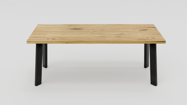 Stylowy stół o naturalnym drewnianym blacie