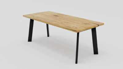 Stół z grubym blatem z naturalnego drewna