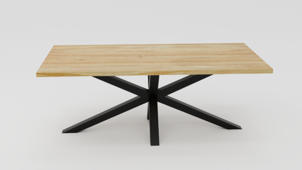 stół drewniany o czarnej podstawie