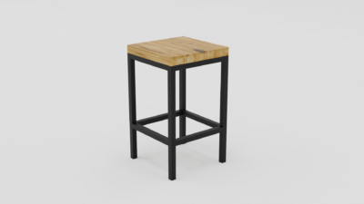 Minimalistyczny stołek z solidnym drewnianym blatem