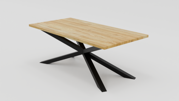 Stół z industrialnym designem i masywnym blatem