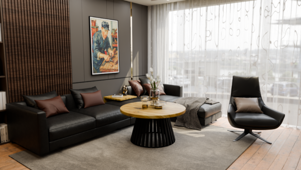 drewniany okrągły stolik