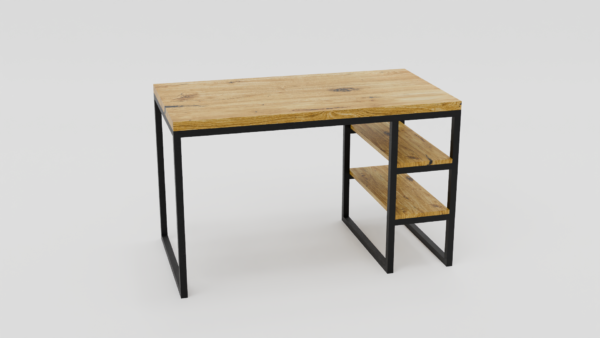 Nowoczesne biurko z metalową konstrukcją i półkami