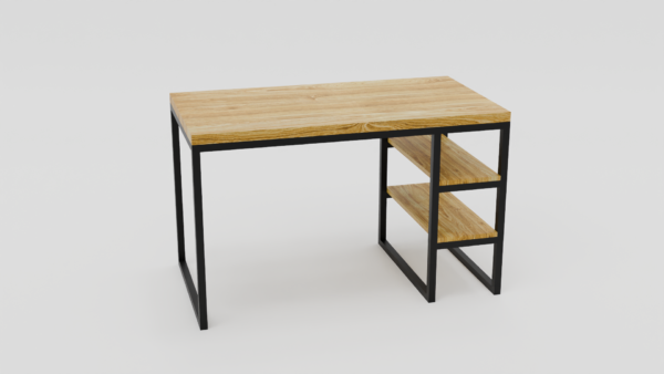 Minimalistyczne biurko w industrialnym stylu z półkami