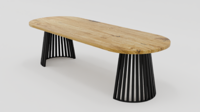Nowoczesny stół o unikalnym kształcie podstawy