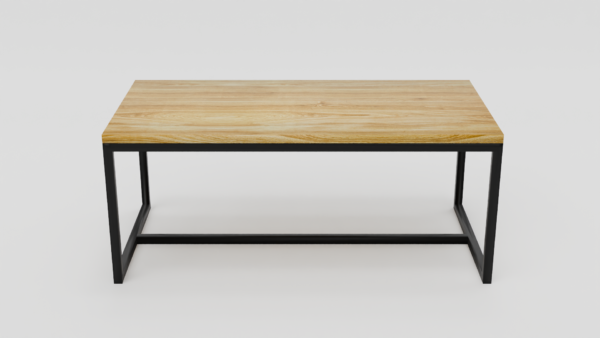 Prostokątny stół z jasnym drewnianym blatem