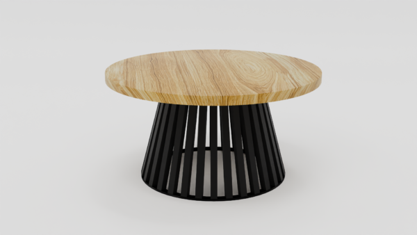 Stolik kawowy o jasnym blacie i subtelnych krawędziach