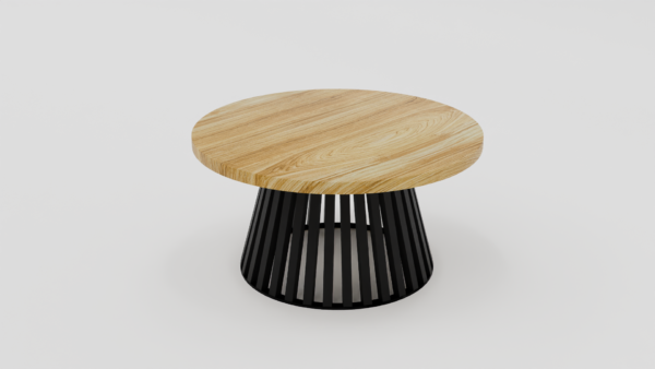 Elegancki stolik z okrągłym blatem i lekkim designem