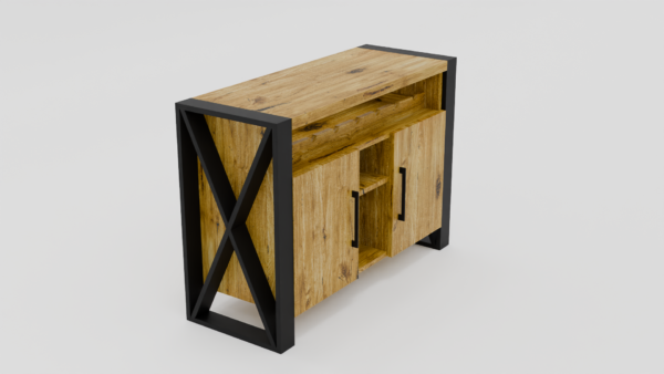 Elegancka komoda z metalu i drewna