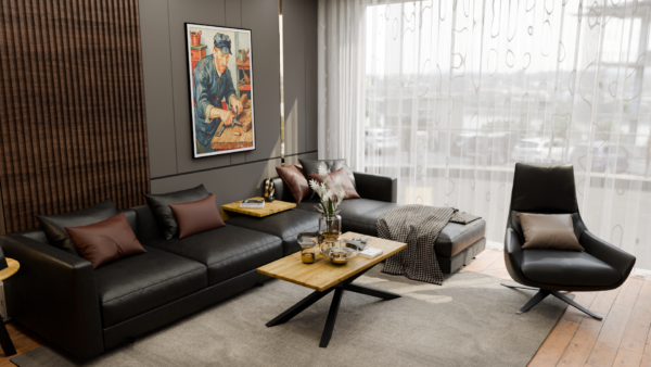 stolik kawowy z nowoczesnymi metalowymi nogami