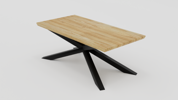 stolik kawowy z litego drewna z nowoczesnymi nogami