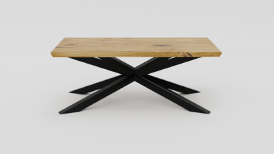 stolik kawowy z litego drewna z nowoczesnymi nogami