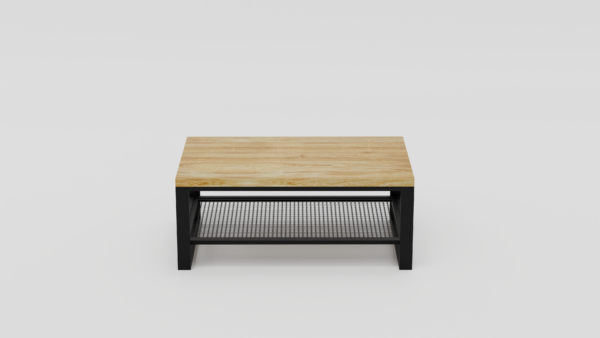 stolik prostokątny z litego drewna z metalowymi nogami 2b