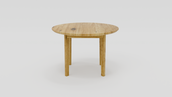 stół okrągły drewniany z sękami