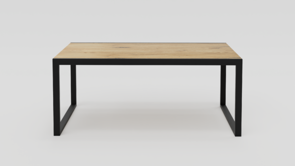 stół dębowy sęczny z metalowymi nogami