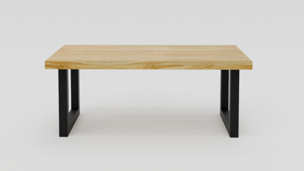 prostokątny stół z jasnym dębowym blatem