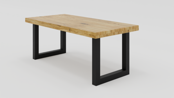 stół prostokątny na metalowych nogach dębowy