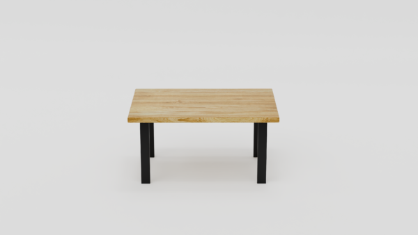 stolik prostokątny 1D - kawowy z litego drewna dębowego na metalowych nogach.