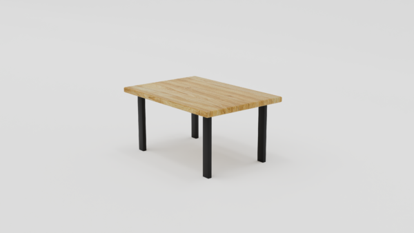 stolik prostokątny kawowy - na metalowych nogach z blatem z litego drewna 1D