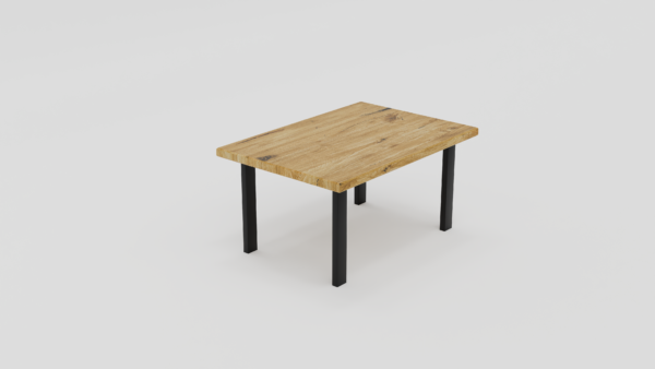 stolik 1d - z litego drewna dębowego na metalowych czarnych nogach