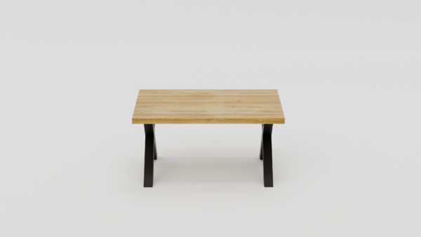 stolik prostokątny na metalowych nogach z blatem z litego drewna dębowego nr 11