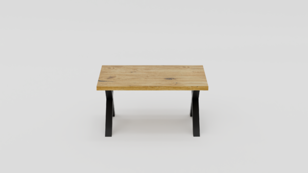 stolik 11 - na metalowych nogach z dębowym blatem