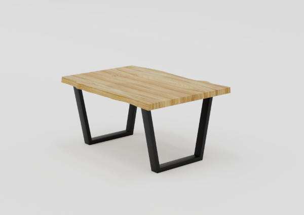 stolik kawowy z litego drewna dębowego na metalowych nogach