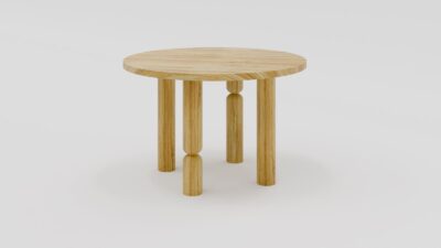 Stół okrągły dębowy w stylu Japandi