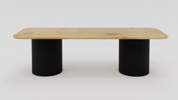 stół z drewnianym blatem i metalowymi nogami - 16