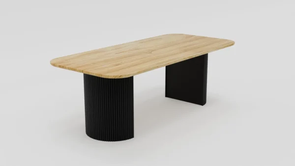 stół z metalowymi nogami typu rurki z blatem bezsęcznym