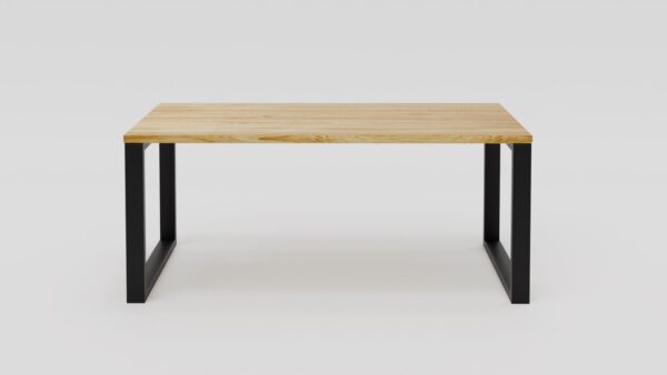 Klastyczny stół dębowy ze zlicowanym blatem i metalowymi nogami typu U | Stół 2D - obrazek 3