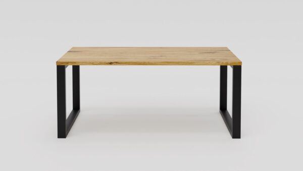 Klastyczny stół dębowy ze zlicowanym blatem i metalowymi nogami typu U | Stół 2D - obrazek 6