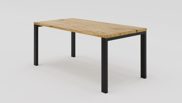 Stół z blatem z litego drewna dębowego zlicowane ze stalowymi nogami | Stół 1D - obrazek 8