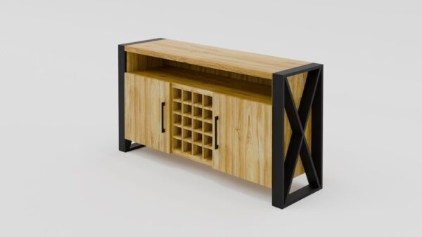 Komoda na wino z drewna dębowego i stali | Komoda 3 - obrazek 4