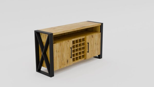 Komoda na wino z drewna dębowego i stali | Komoda 3 - obrazek 5