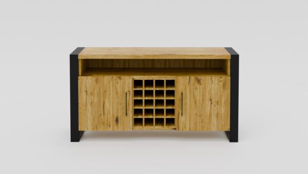 Komoda na wino z drewna dębowego i stali | Komoda 3 - obrazek 6